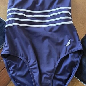 Nautica One-Piece Purple with White Stripes